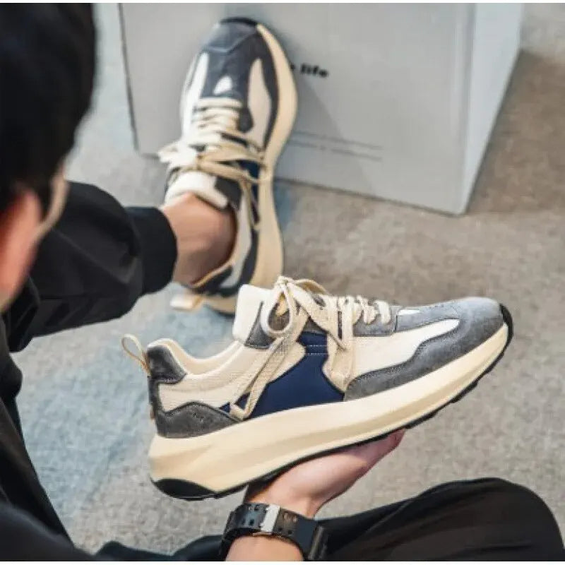 Herren-Sneaker, grau-weiß, Casual-Stil, elastisch, modisch, bequem, Freizeitschuh.