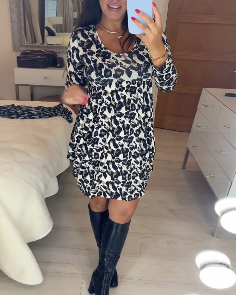 Höstklänning med leopardmönster – Leona