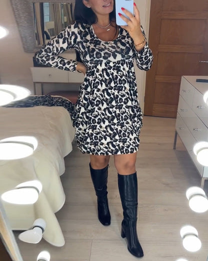 Höstklänning med leopardmönster – Leona