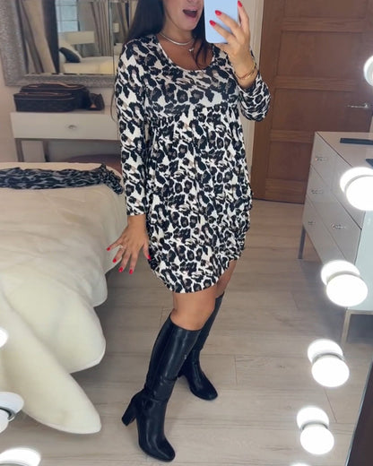 Höstklänning med leopardmönster – Leona