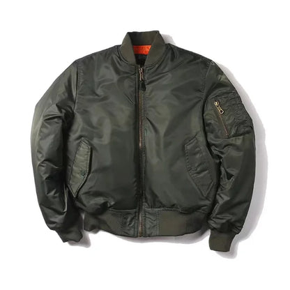 Grüne MA-1 Bomberjacke aus Nylon, Herren, Winter, Outdoor, amerikanischer Militärstil.