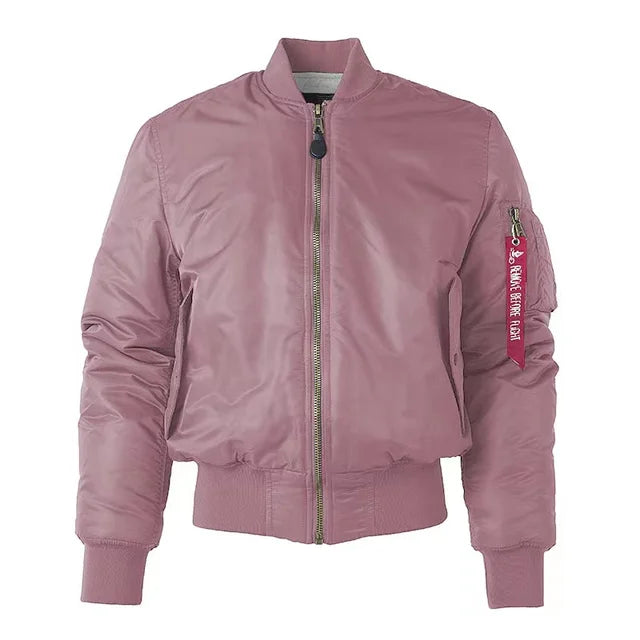 Rosa Bomberjacke Herren, Nylon, Winter, Outdoor, MA1, Militärstil, Reißverschluss, warm.