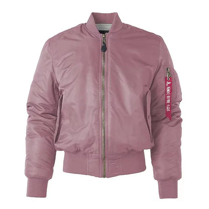 Rosa Bomberjacke Herren, Nylon, Winter, Outdoor, MA1, Militärstil, Reißverschluss, warm.