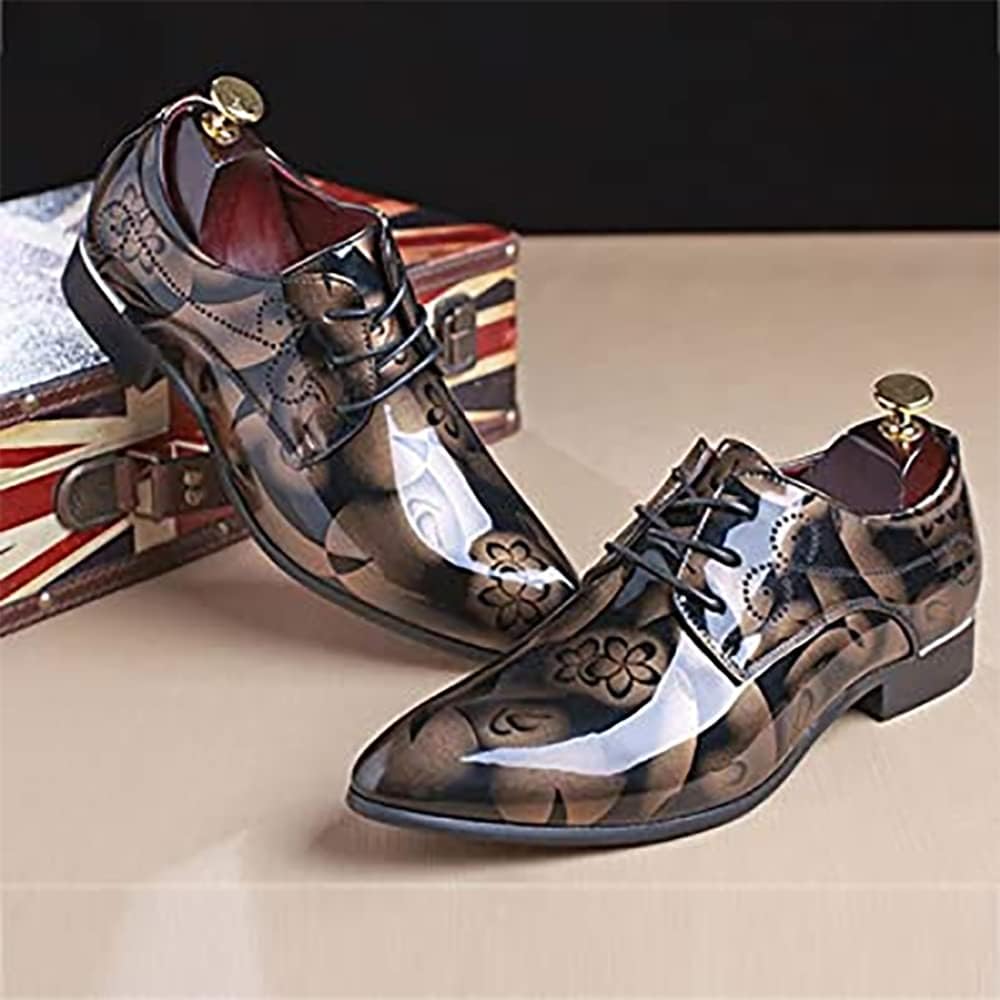 Herren-Lederschnürschuhe, braun, floral, elegant, formell, Hochzeit, handgefertigt.