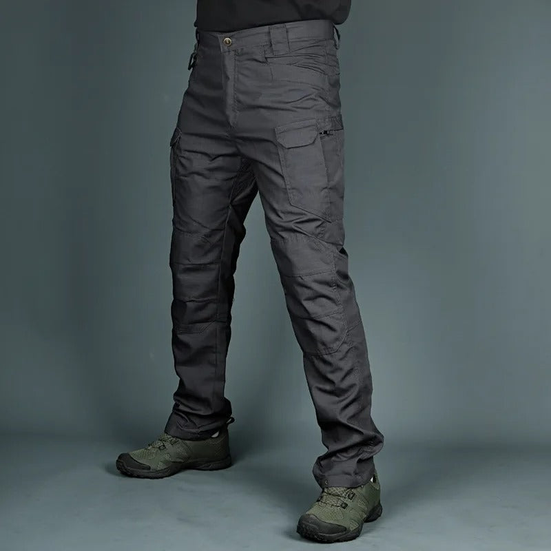 Graue taktische Hose, Herren, mit Taschen, Outdoor, robust, langlebig, ideal für Wandern.