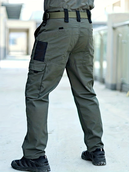 Grüne taktische Hose mit Seitentasche, Outdoor-Design, robuste Materialien, Herrenmode.