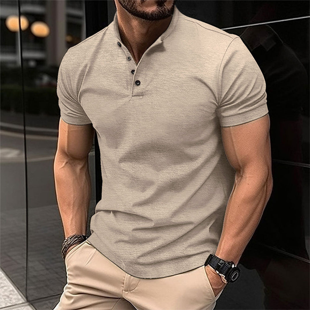 Männer Poloshirt beige, kurzarm, Baumwolle, modisch, Freizeitkleidung, Sommermode.