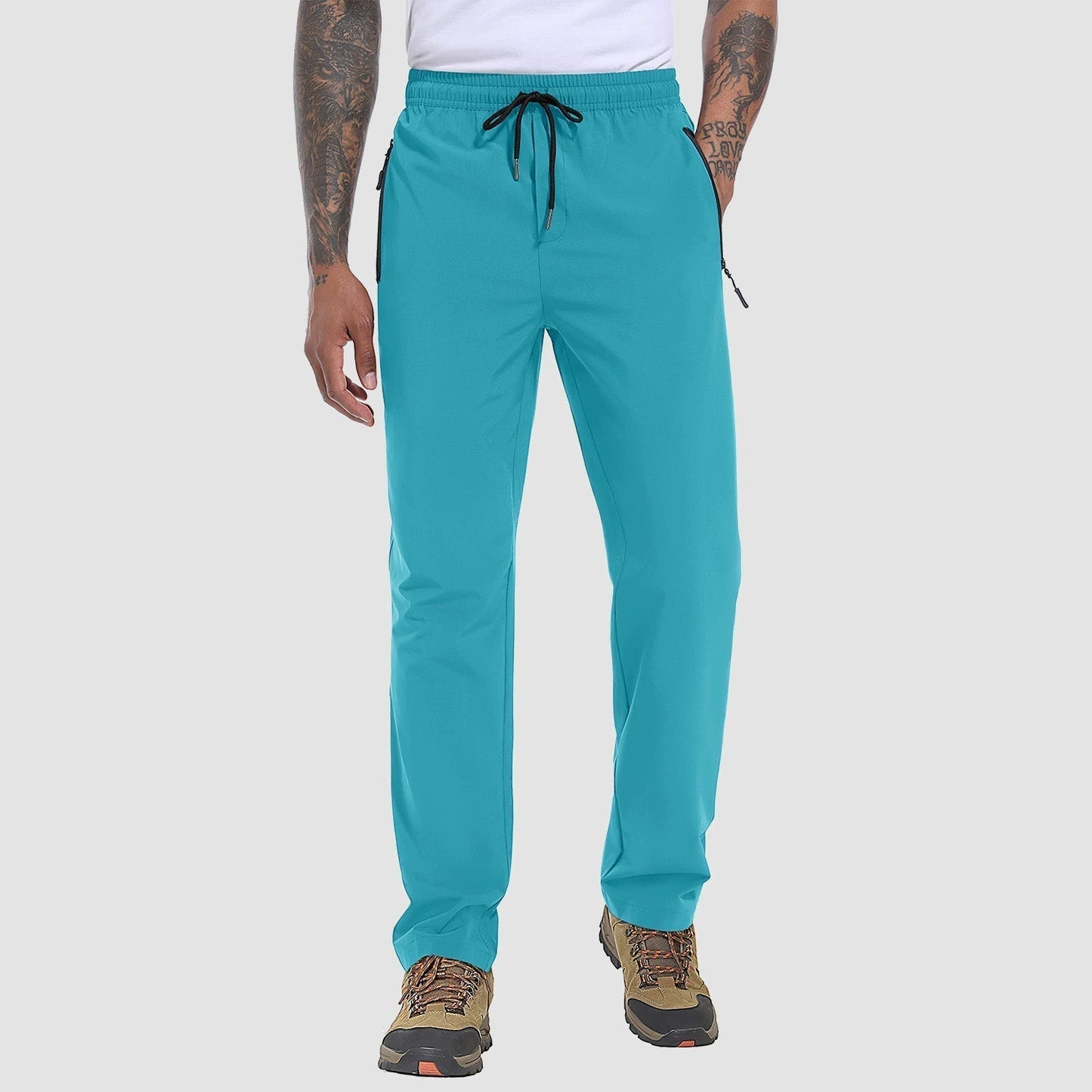 Männer-Schnelltrocknende Hose, türkis, elastisch, leicht, atmungsaktiv, ideal zum Wandern.