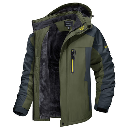 Wasserdichte Herren-Skijacke, grün, winddicht, ideal für Wandern und Snowboarden.