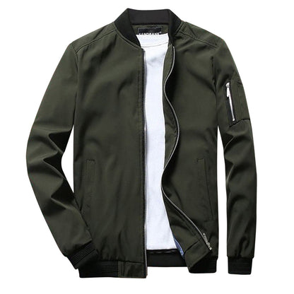 Grüne Herren-Sommerjacke, kurz, stilvoll, Reißverschluss, Bomberjacke, Freizeitmode.