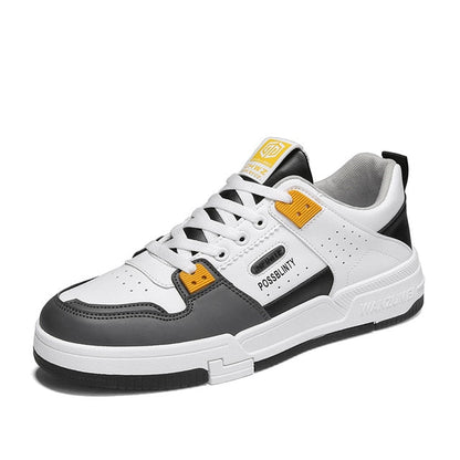 Weiße und schwarze Herren-Sneaker, Sportschuhe mit Luftkissen, rutschfest, für Outdoor-Training.