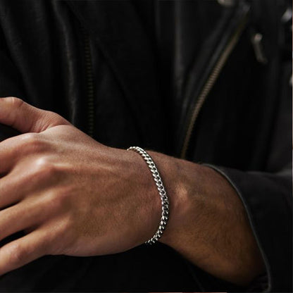 Silbernes Edelstahl-Armband, Miami Curb Chain, Herren, kubanische Glieder, modisch, robust.