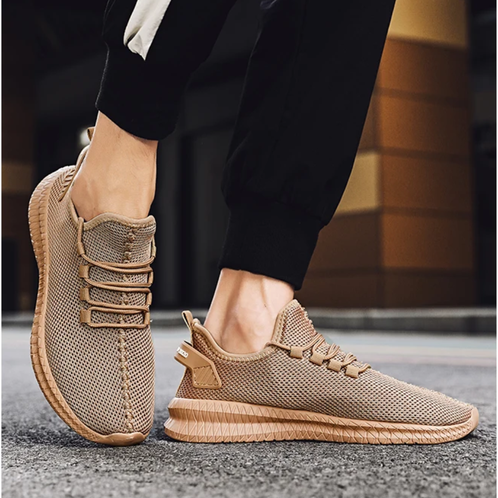 Brauner Herren-Sneaker, atmungsaktives Mesh, sportlich, bequem, modisch, Straßenschuhe.