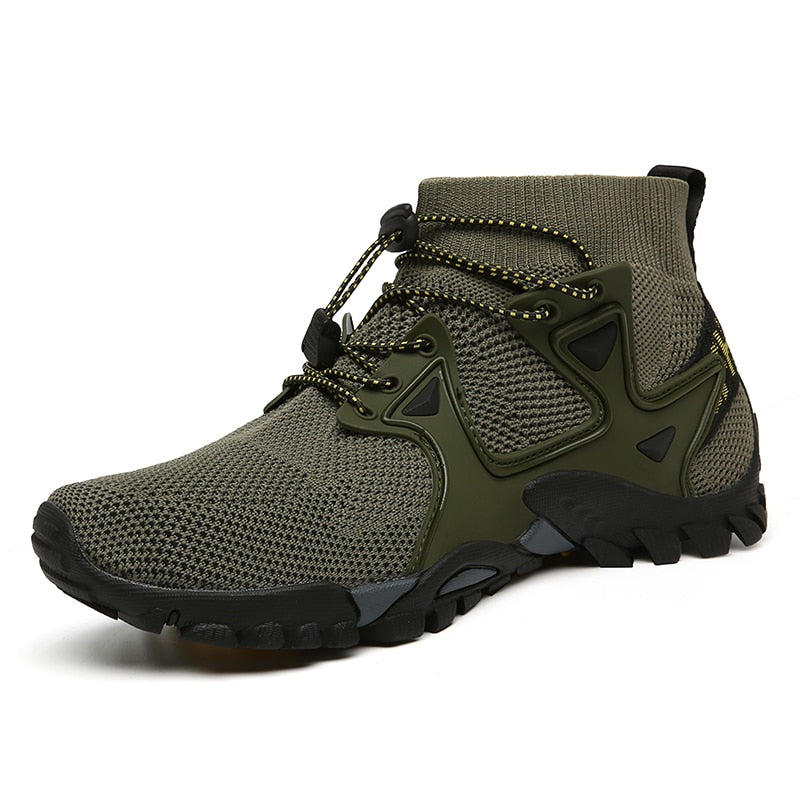 Grüner Outdoor-Wanderschuh, atmungsaktiv, rutschfest, für Herren, Trekking, Sport.