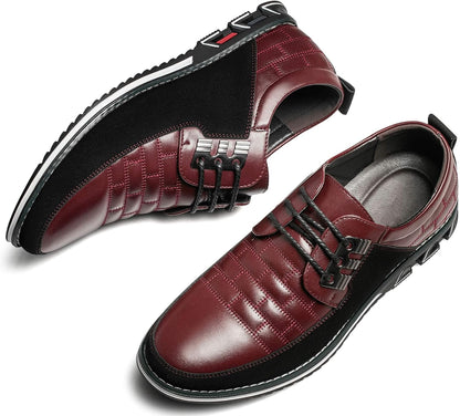 Herren-Lederhalbschuhe, rot-schwarz, rutschfeste Sohle, modisch, bequem, elegant