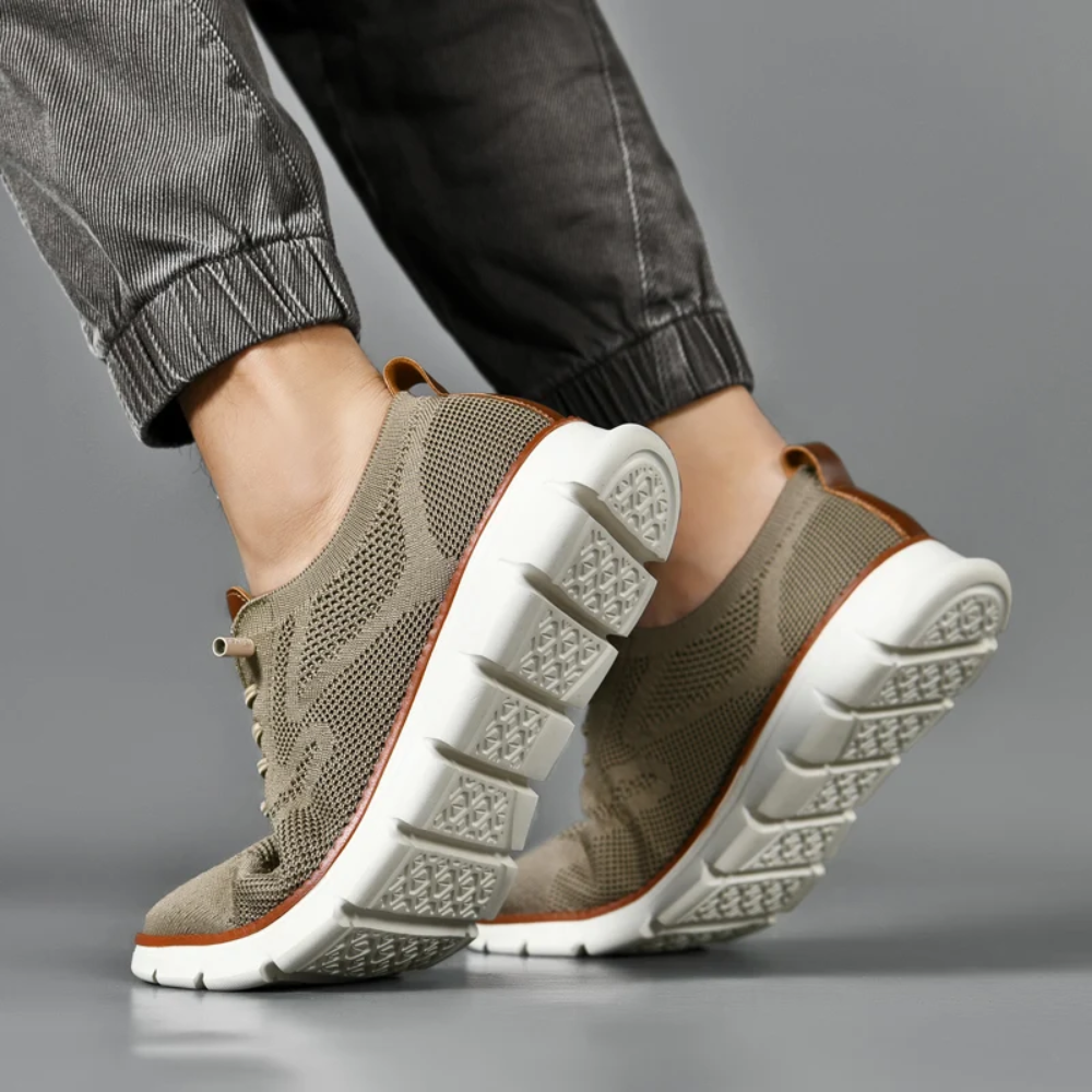 Beige Herren-Sneaker, atmungsaktiv, rutschfeste Sohle, Freizeitschuh, modisch, bequem.