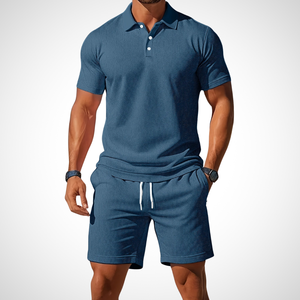 Avslappnad polo- och shorts-set för herrar – Enrico