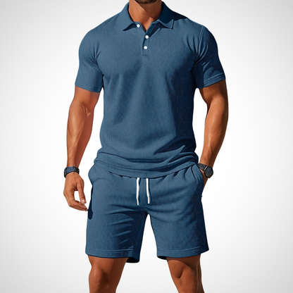 Avslappnad polo- och shorts-set för herrar – Enrico