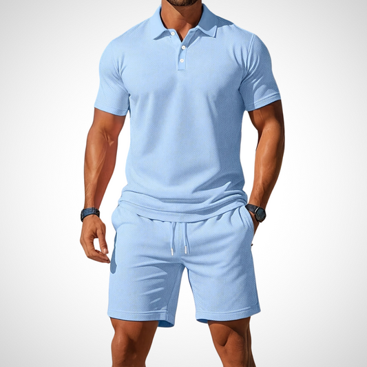 Avslappnad polo- och shorts-set för herrar – Enrico