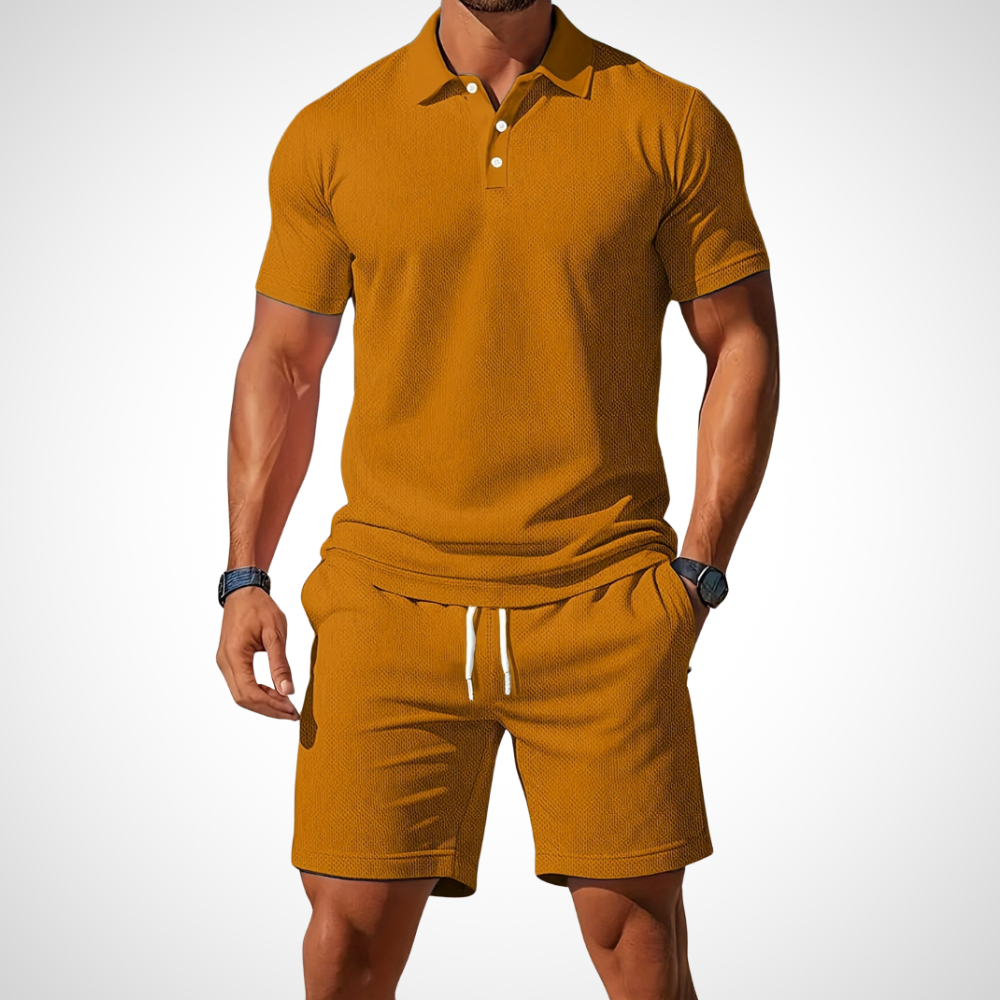 Avslappnad polo- och shorts-set för herrar – Enrico