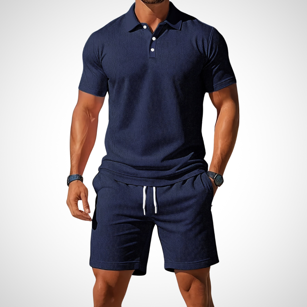 Avslappnad polo- och shorts-set för herrar – Enrico