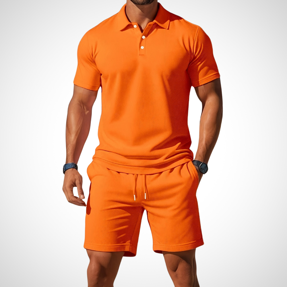 Avslappnad polo- och shorts-set för herrar – Enrico