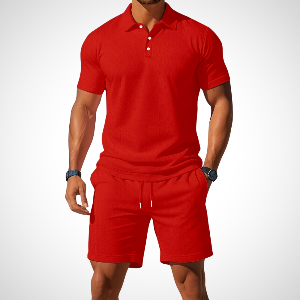 Avslappnad polo- och shorts-set för herrar – Enrico