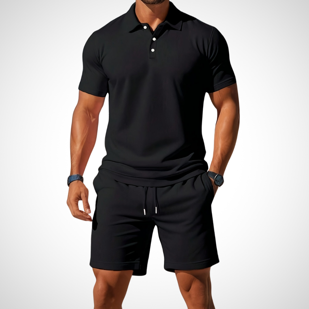 Avslappnad polo- och shorts-set för herrar – Enrico