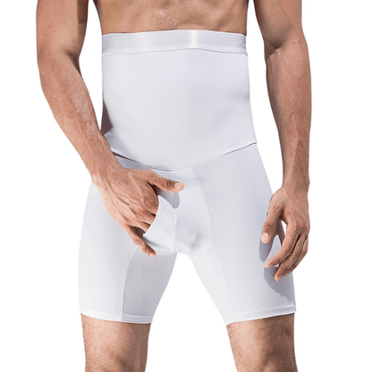 Männer Shapewear Shorts, weiß, nahtlos, Bauchkontrolle, elastisch, figurformend.