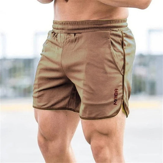 Männer-Trainingsshorts, braun, atmungsaktiv, elastisch, Fitness, Sportbekleidung.