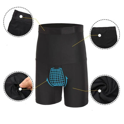Schwarze Herren-Kompressionsshorts, atmungsaktiv, elastisch, nahtlos, Sportbekleidung.
