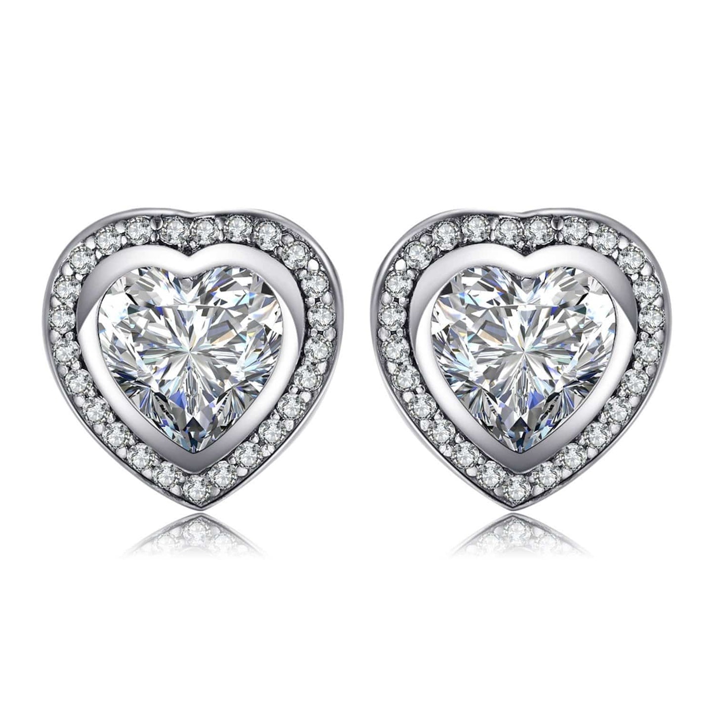 Herz Zirkonia Ohrringe, 925 Sterling Silber, funkelnd, elegantes Schmuckdesign, Damen Accessoire.