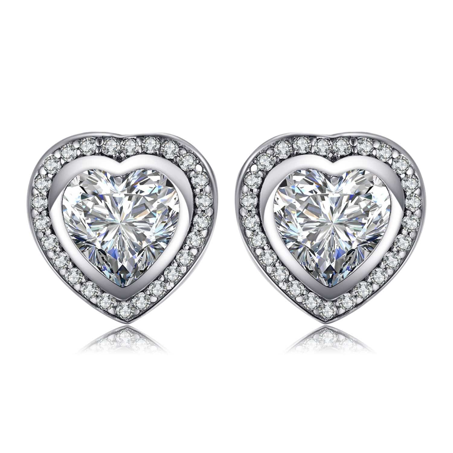 Herz Zirkonia Ohrringe, 925 Sterling Silber, funkelnd, elegantes Schmuckdesign, Damen Accessoire.