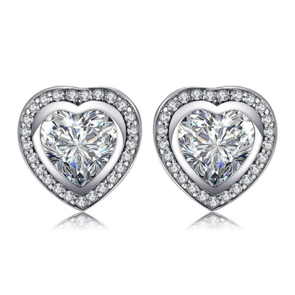 Herz Zirkonia Ohrringe, 925 Sterling Silber, funkelnd, elegantes Schmuckdesign, Damen Accessoire.