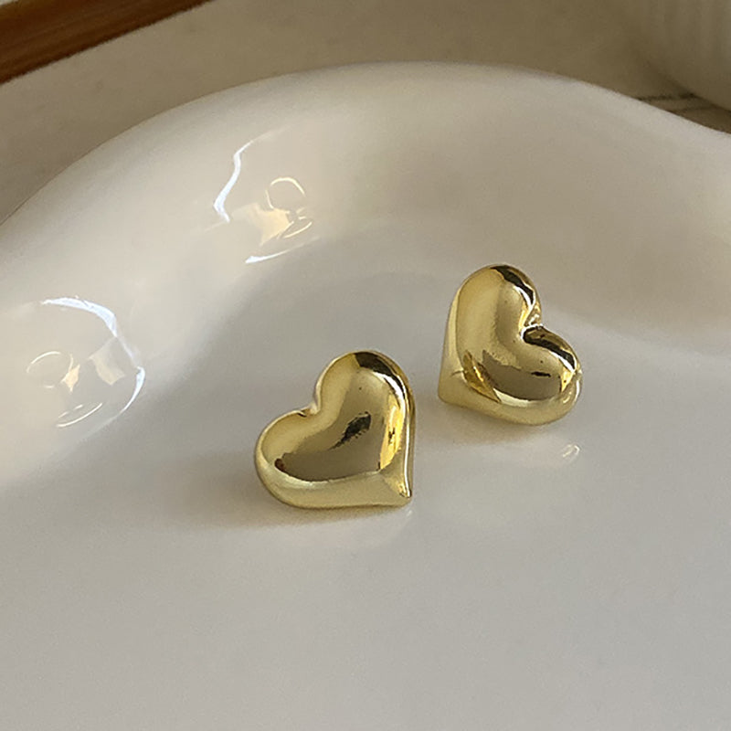 Goldene Herz-Ohrringe, minimalistisch, elegant, Damen-Schmuck, Silber, Geschenkideen.