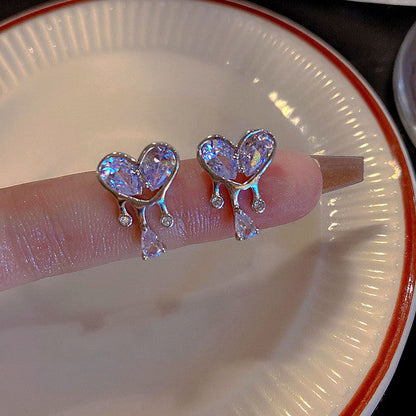 Herzförmige Ohrringe mit Kristallen, silber, modisch, für Frauen, Y2K-Stil, Harajuku.