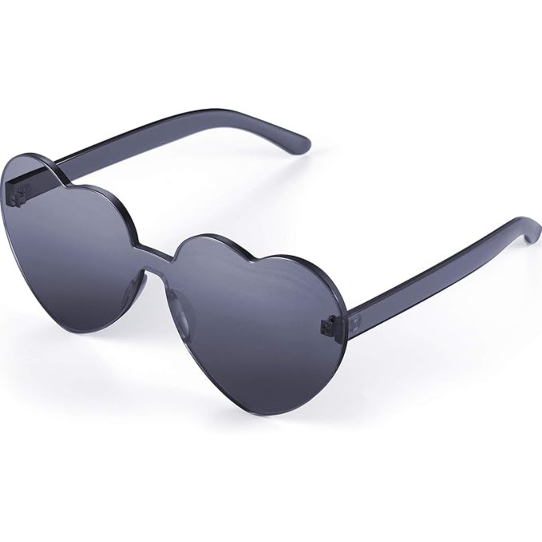 Herzförmige Sonnenbrille, schwarz, UV-Schutz, modisches Accessoire, Damenmode.