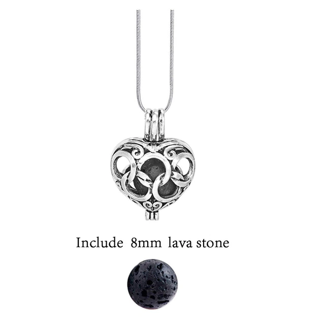 Herzförmiger Anhänger aus Silber mit 8mm Lavastein, filigranes Design, Schmuck für Damen.
