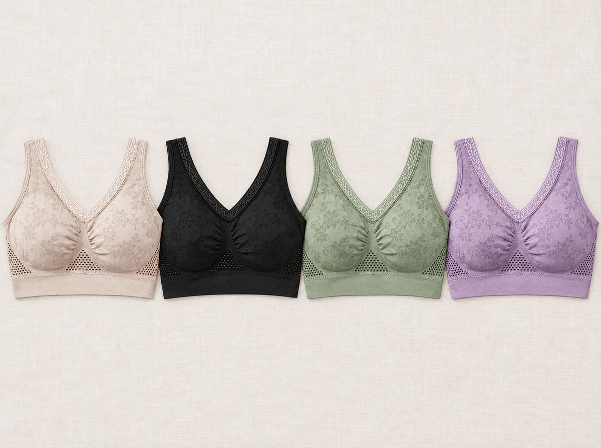 Fyra bhar i rad: beige, svart, grön och lila, alla med samma blommönster 2