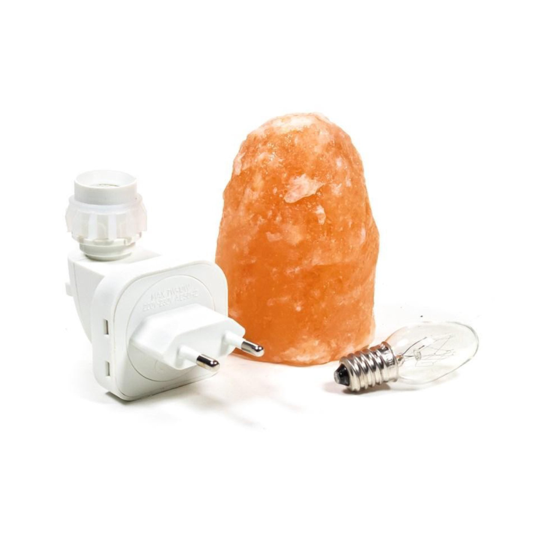 Himalaya Salzlampe Nachtlicht, orange, mit EU-Stecker und Glühbirne, beruhigende Beleuchtung