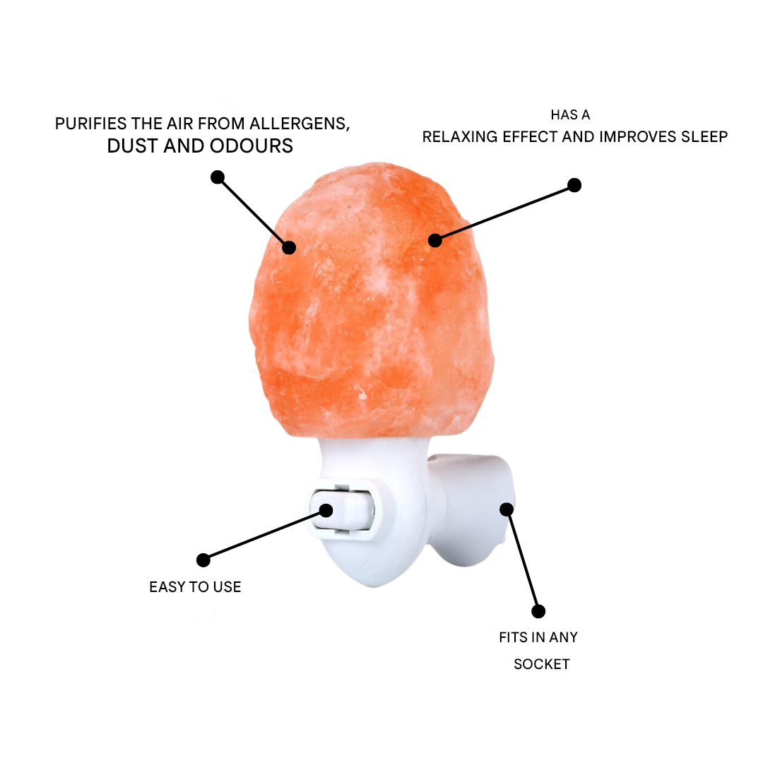 Himalaya Salzlampe Nachtlicht, orange, Luftreiniger, Entspannung, passt in jede Steckdose.
