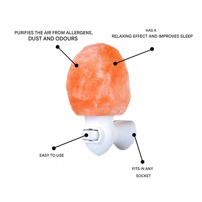 Himalaya Salzlampe Nachtlicht, orange, Luftreiniger, Entspannung, passt in jede Steckdose.