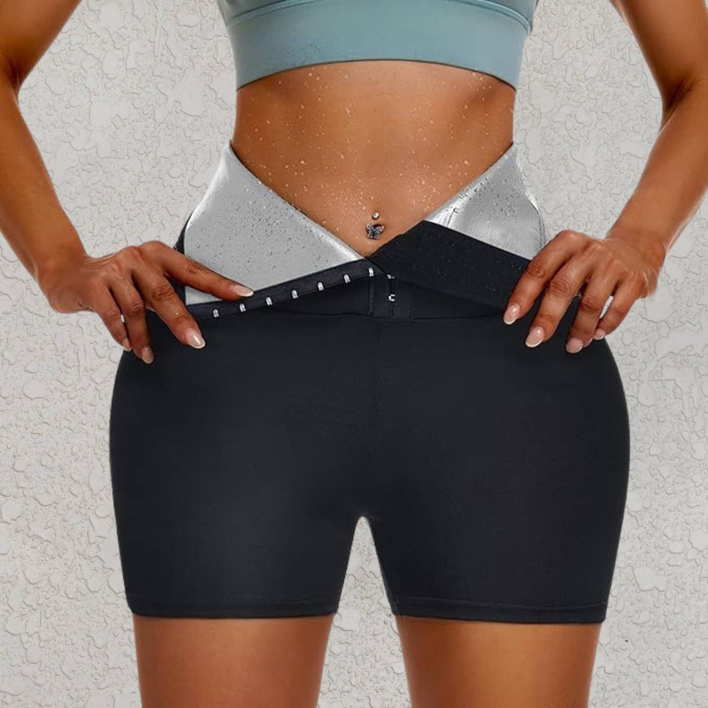 Damen Sauna Zweetbroek, hohe Taille, schwarz, Taille Trainer, Shapewear, Fitness, Abnehmen.