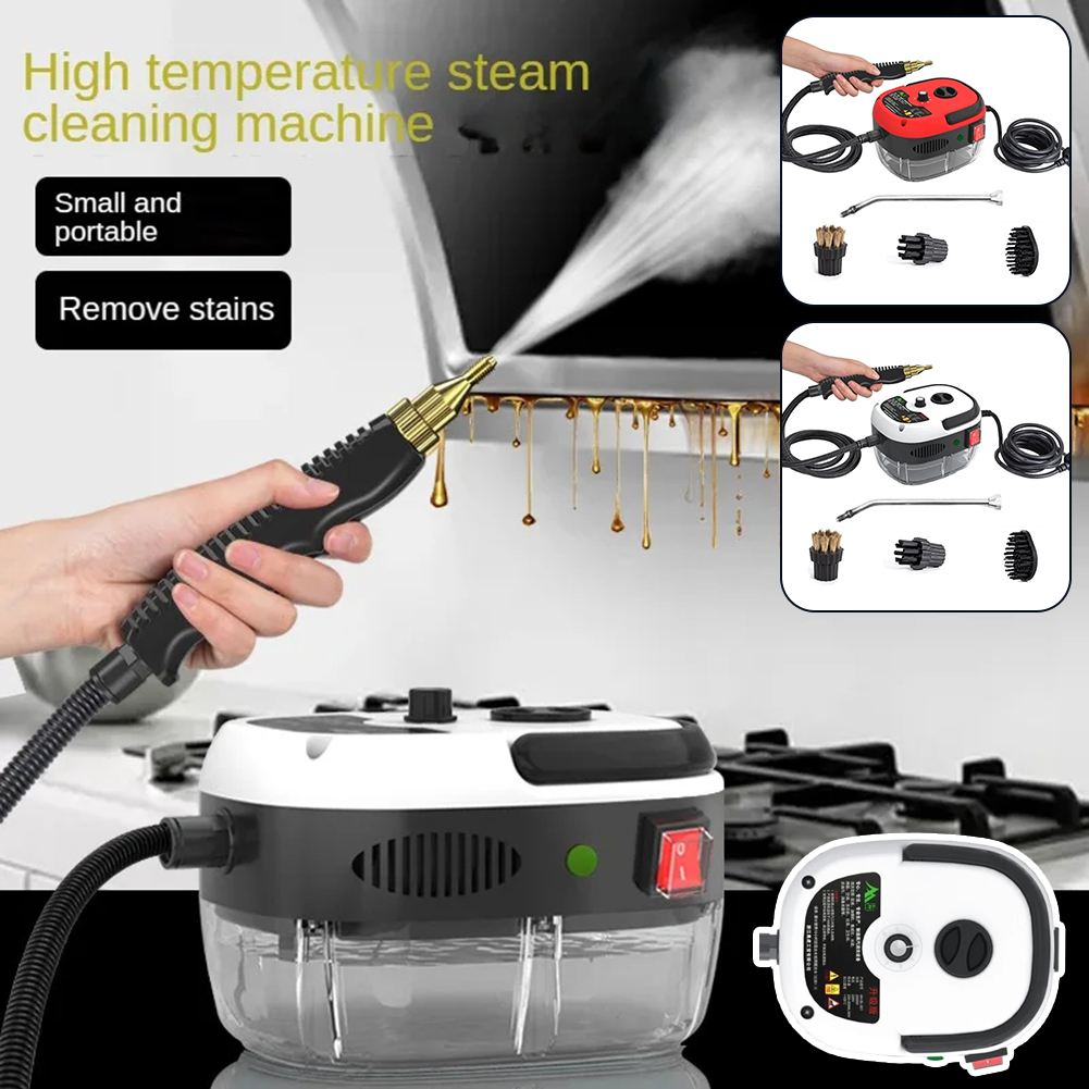 Tragbarer Dampfreiniger, schwarz-weiß, für Fleckenentfernung, Küche, Hochtemperatur.