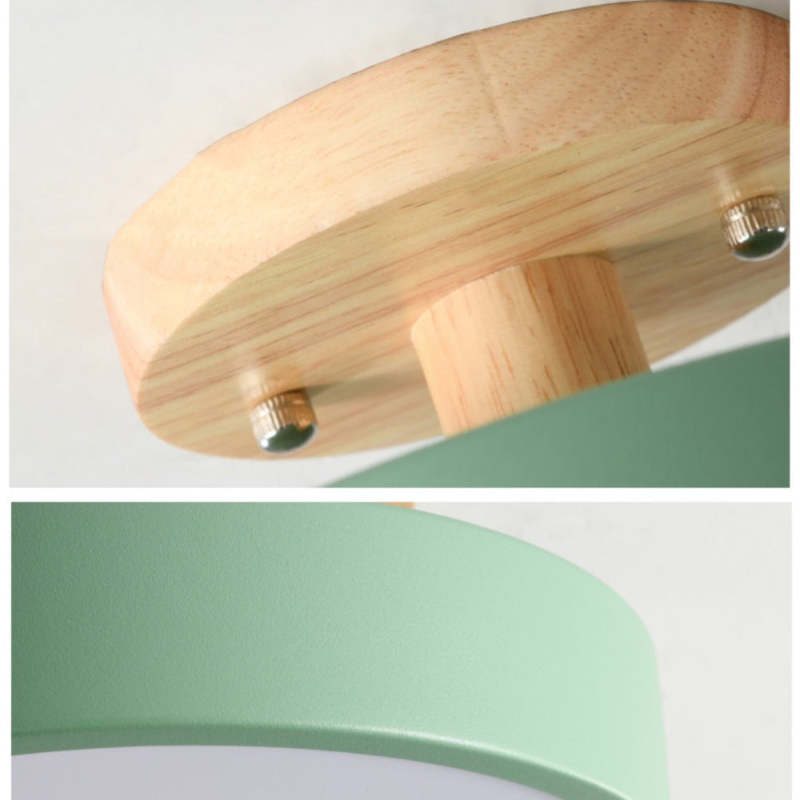 Deckenleuchte Holz Metall grün modern minimalistisch skandinavisch Design Wohnzimmerlampe