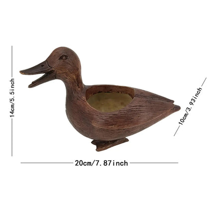 Holzente Dekofigur, braun, 20cm, handgeschnitzt, rustikales Design, Wohnaccessoire, Geschenkidee.