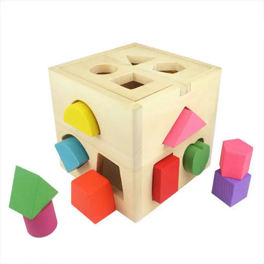 Holzspielzeug Formsortierer, bunte geometrische Blöcke, pädagogisches Babyspielzeug