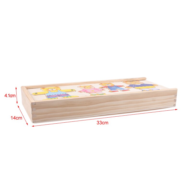 Holzpuzzle-Box für Kinder, 33x14x4,1 cm, mit bunten Figuren, Lernspielzeug, Montessori.