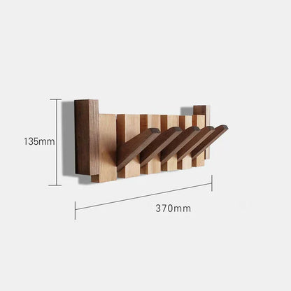 Holz-Wandgarderobe mit fünf klappbaren Haken, 370x135mm, modernes Design, platzsparend