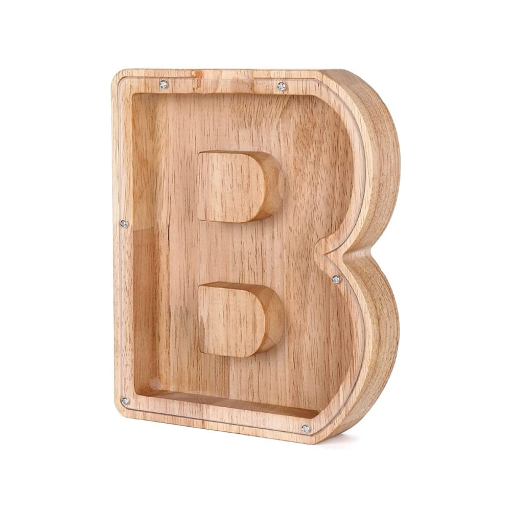 Holzbuchstabe B, naturbelassen, dekorativ, aus Holz, ideal für Wanddekoration oder Regal.